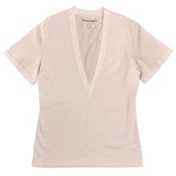 The Rare Basics Deep V Neck Short Sleeve Cotton Blend Top Size XXL NWT - Picture 1 of 9